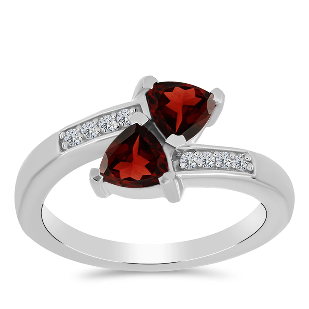 Strieborný Prsteň s Bartonským Granátom a Bielym Topásom 3 