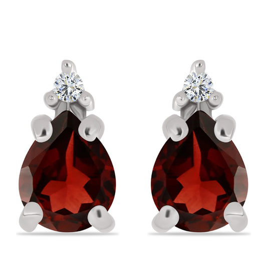 Strieborné Náušnice s Bartonským Granátom a Bielym Topásom