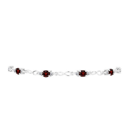 Strieborný Náramok s Bartonským Granátom a Bielym Topásom
