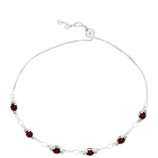 Strieborný Náramok s Bartonským Granátom a Bielym Topásom