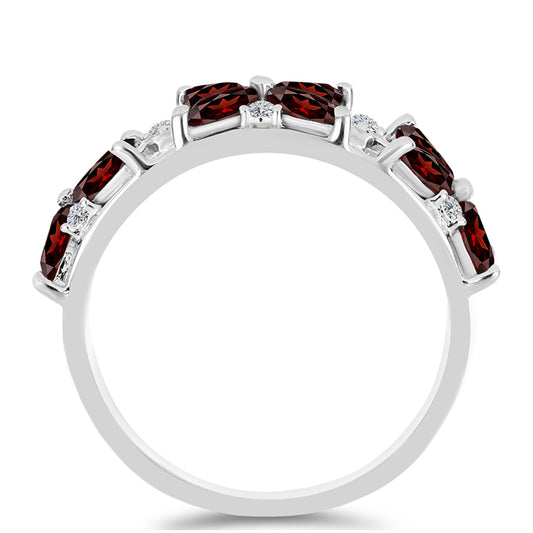 Strieborný Prsteň s Bartonským Granátom a Bielym Topásom