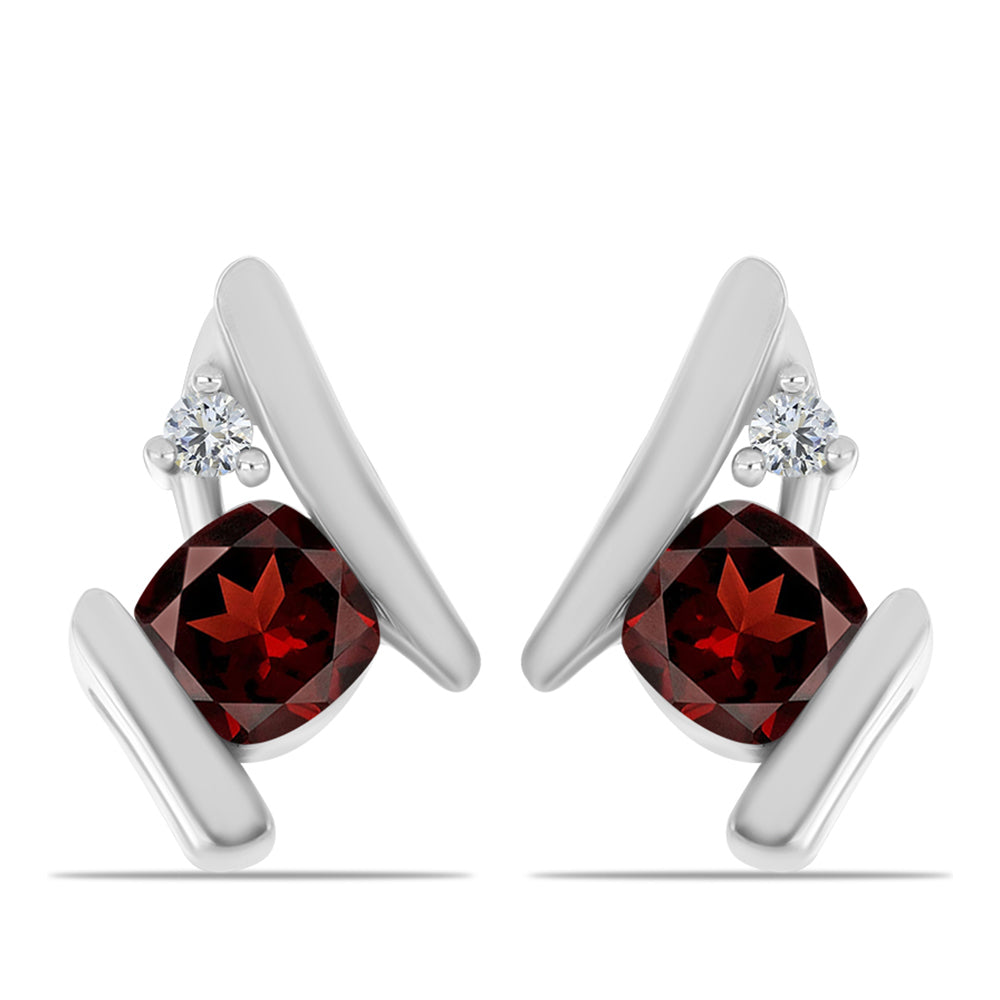 Strieborné Náušnice s Bartonským Granátom a Bielym Topásom 1 