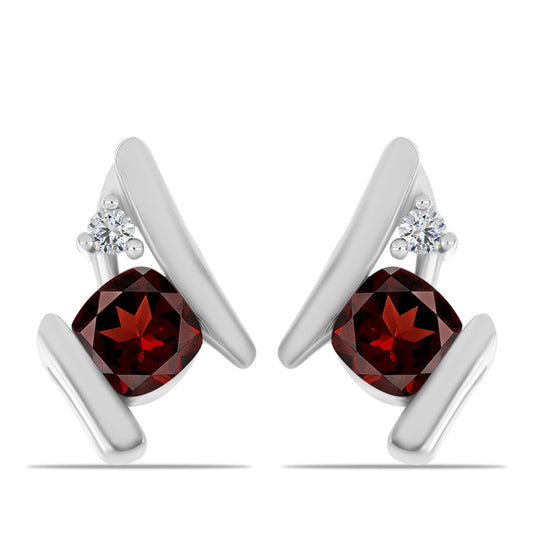 Strieborné Náušnice s Bartonským Granátom a Bielym Topásom