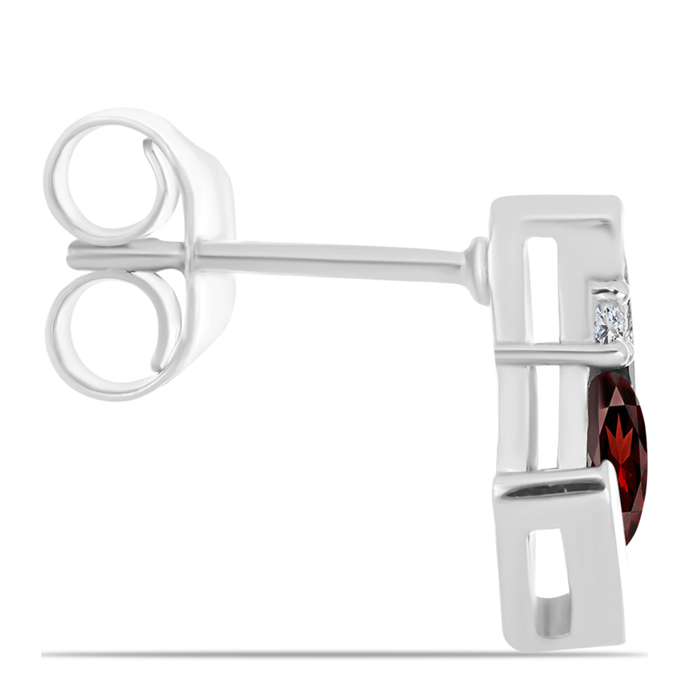 Strieborné Náušnice s Bartonským Granátom a Bielym Topásom 2 