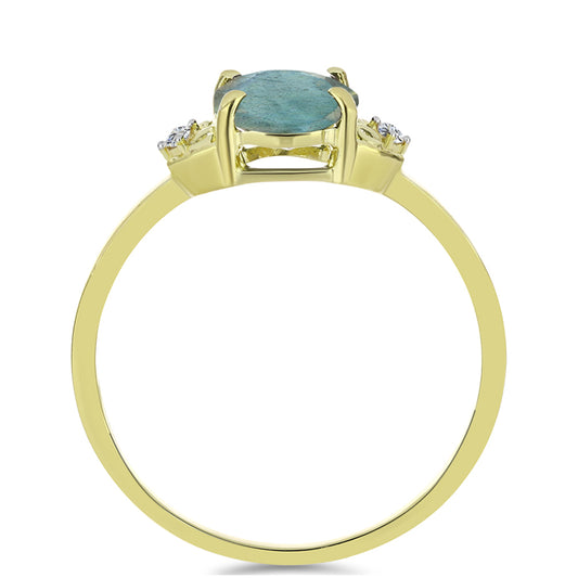 Pozlátený Strieborný Prsteň s Labradoritom a Bielym Topásom