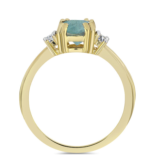 Pozlátený Strieborný Prsteň s Labradoritom a Bielym Topásom