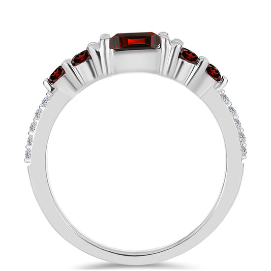 Strieborný Prsteň s Bartonským Granátom a Bielym Topásom