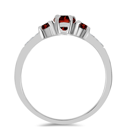Strieborný Prsteň s Bartonským Granátom a Bielym Topásom