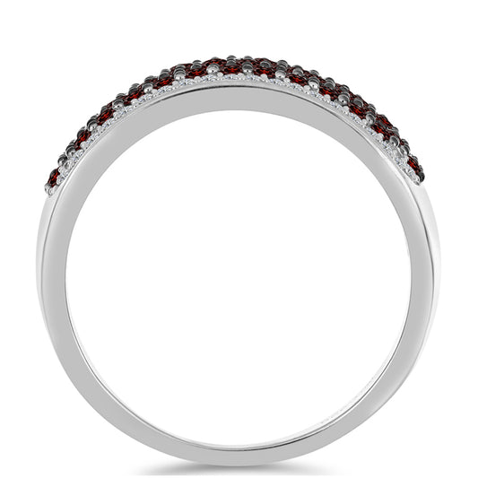 Strieborný Prsteň s Bartonským Granátom a Bielym Topásom