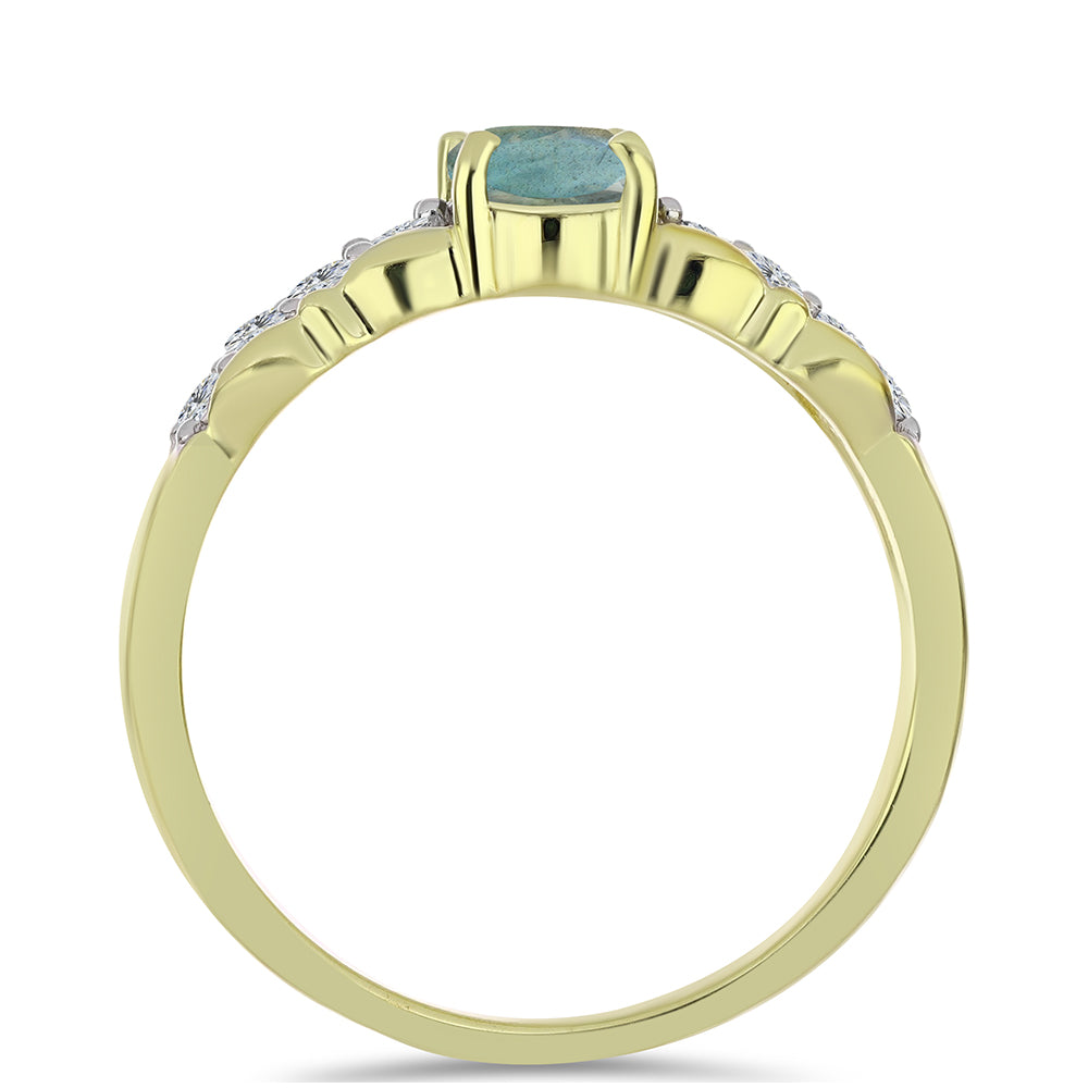 Pozlátený Strieborný Prsteň s Labradoritom a Bielym Topásom 2 