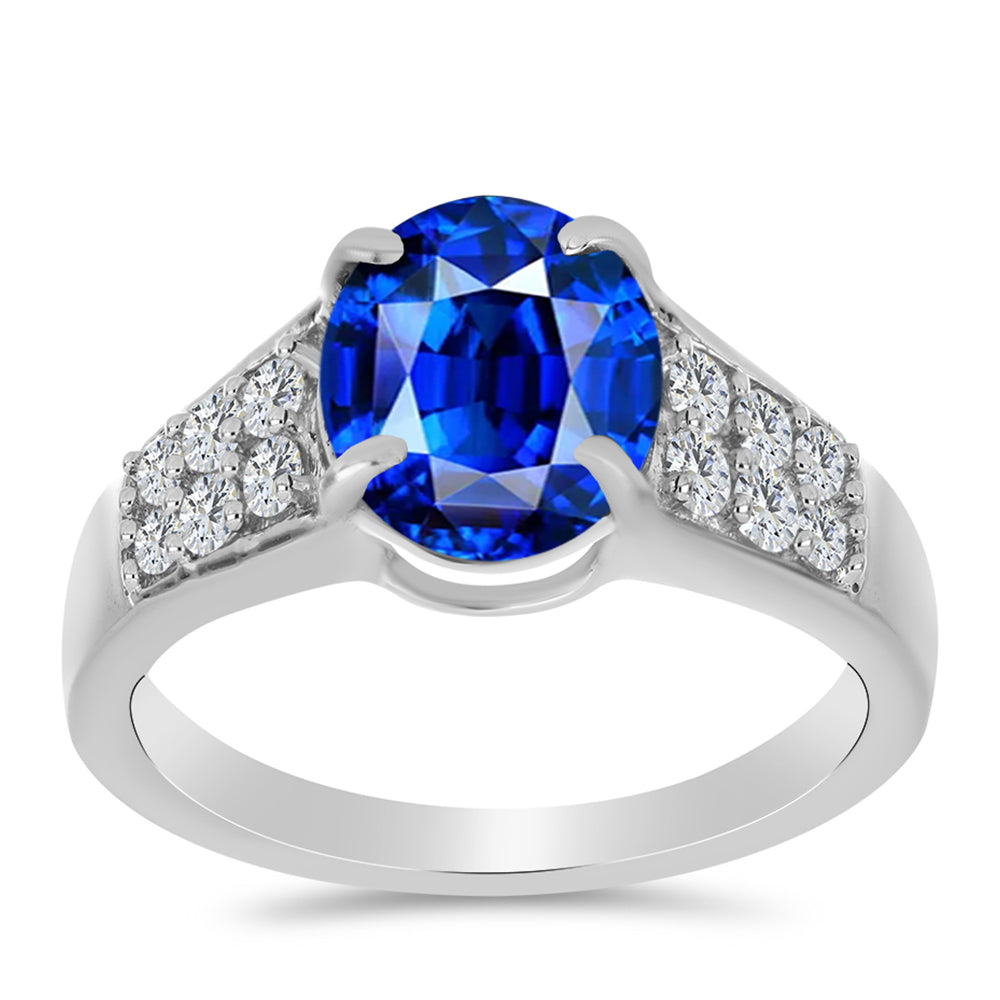 Strieborný Prsteň s Austrálskym Modrým Zafírom a Bielym Topásom