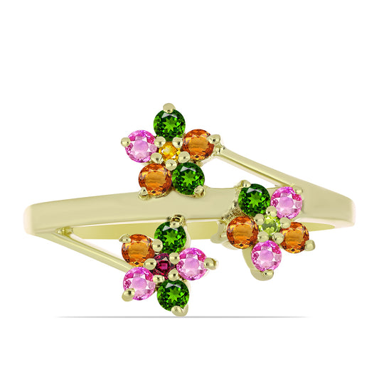 Pozlátený Strieborný Prsteň s Chakra Turmalínom