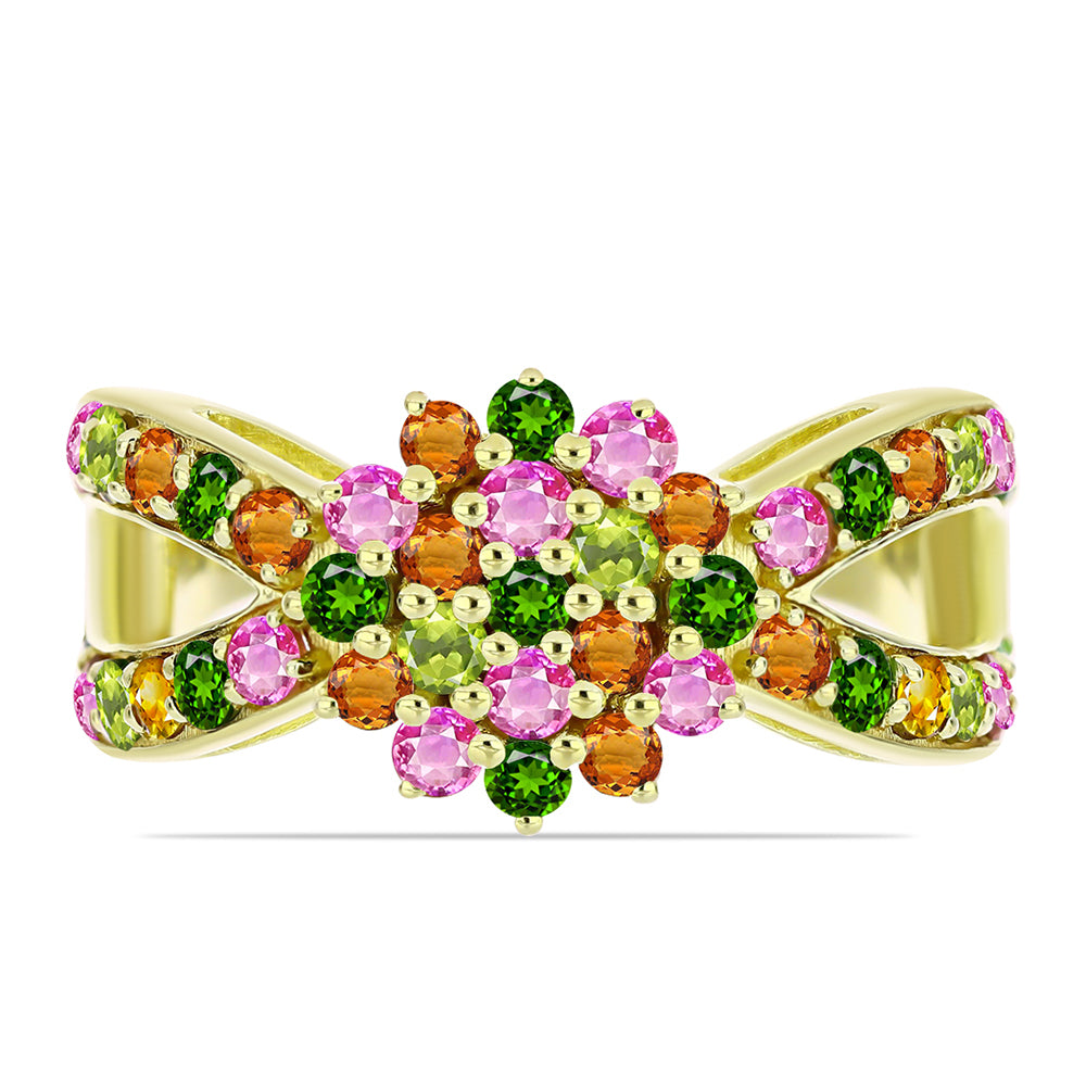 Pozlátený Strieborný Prsteň s Chakra Turmalínom