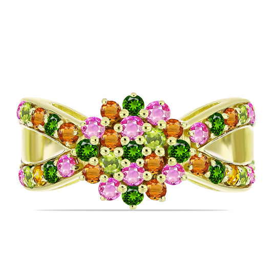 Pozlátený Strieborný Prsteň s Chakra Turmalínom