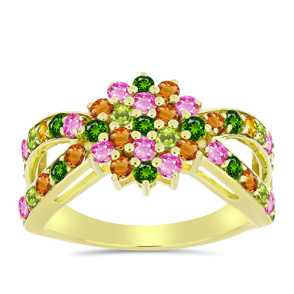 Pozlátený Strieborný Prsteň s Chakra Turmalínom