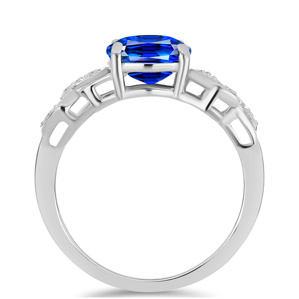 Strieborný Prsteň s Austrálskym Modrým Zafírom a Bielym Topásom
