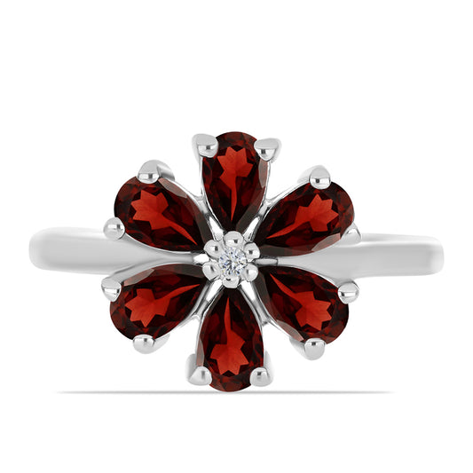 Strieborný Prsteň s Bartonským Granátom a Bielym Topásom