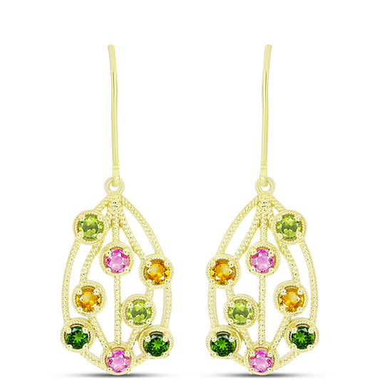 Pozlátené Strieborné Náušnice s Chakra Turmalínom