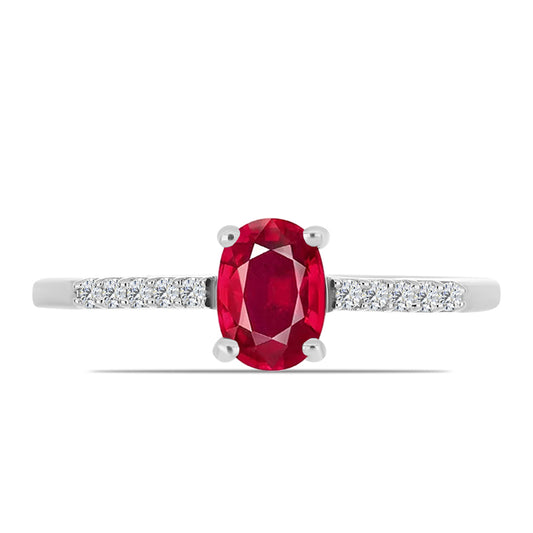 Strieborný Prsteň s Madagaskarským Rubínom a Bielym Topásom
