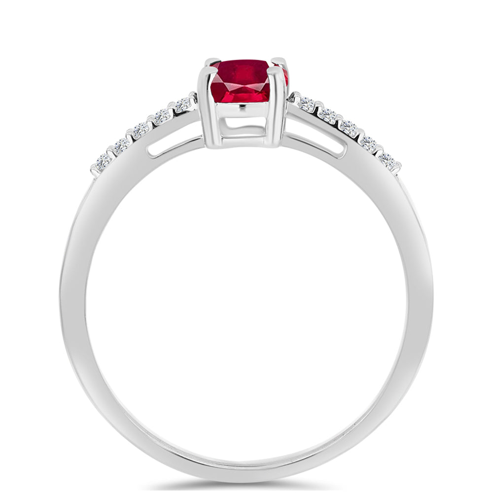 Strieborný Prsteň s Madagaskarským Rubínom a Bielym Topásom 2 