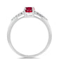 Strieborný Prsteň s Madagaskarským Rubínom a Bielym Topásom