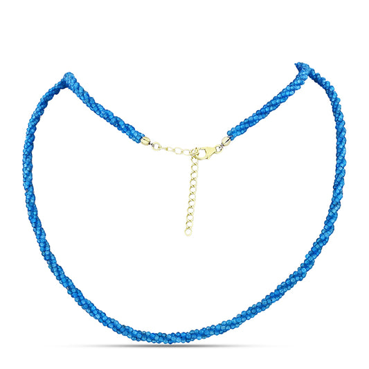 Pozlátený Strieborný Náhrdelník s Paraiba Kremeňom