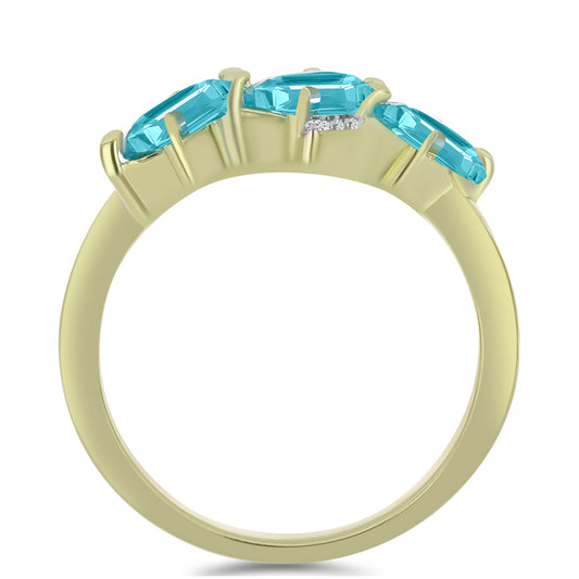 Pozlátený Strieborný Prsteň s Paraiba Kremeňom a Bielym Topásom