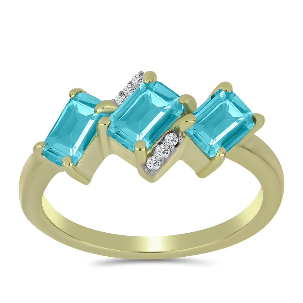 Pozlátený Strieborný Prsteň s Paraiba Kremeňom a Bielym Topásom 3 