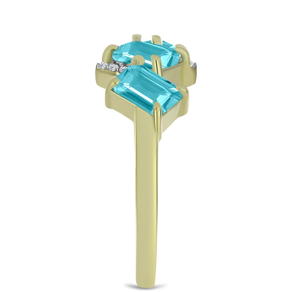 Pozlátený Strieborný Prsteň s Paraiba Kremeňom a Bielym Topásom 4 