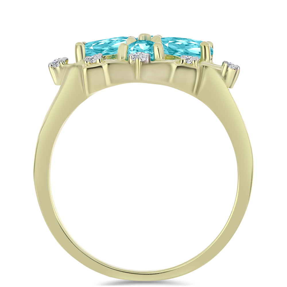 Pozlátený Strieborný Prsteň s Paraiba Kremeňom a Bielym Topásom 2 