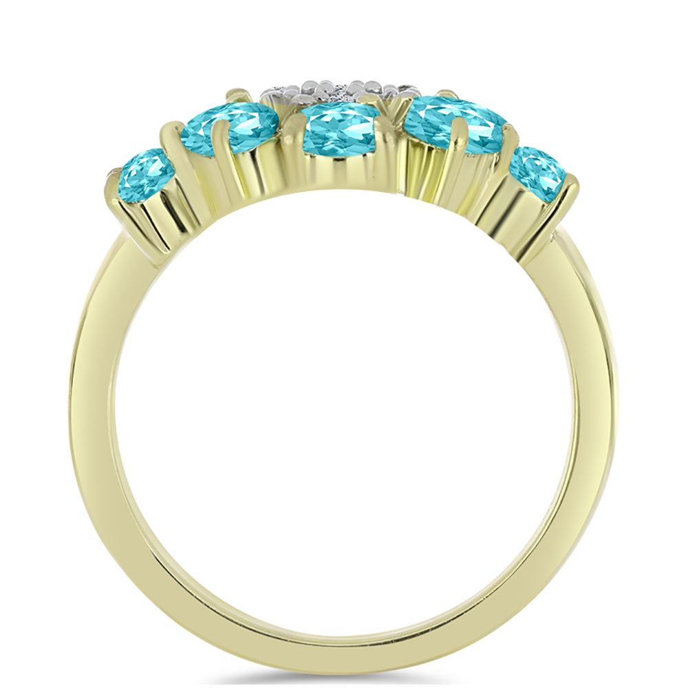 Pozlátený Strieborný Prsteň s Paraiba Kremeňom a Bielym Topásom 2 