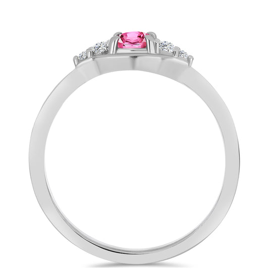 Strieborný Prsteň s Ružovým Turmalínom z Pelmadulla a Bielym Topásom