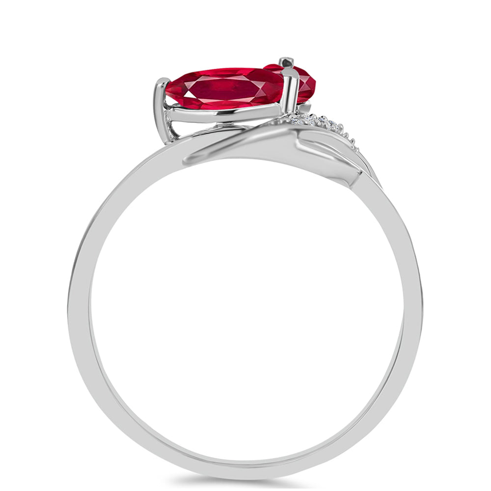 Strieborný Prsteň s Madagaskarským Rubínom a Bielym Topásom 2 