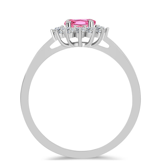 Strieborný Prsteň s Ružovým Turmalínom z Pelmadulla a Bielym Topásom