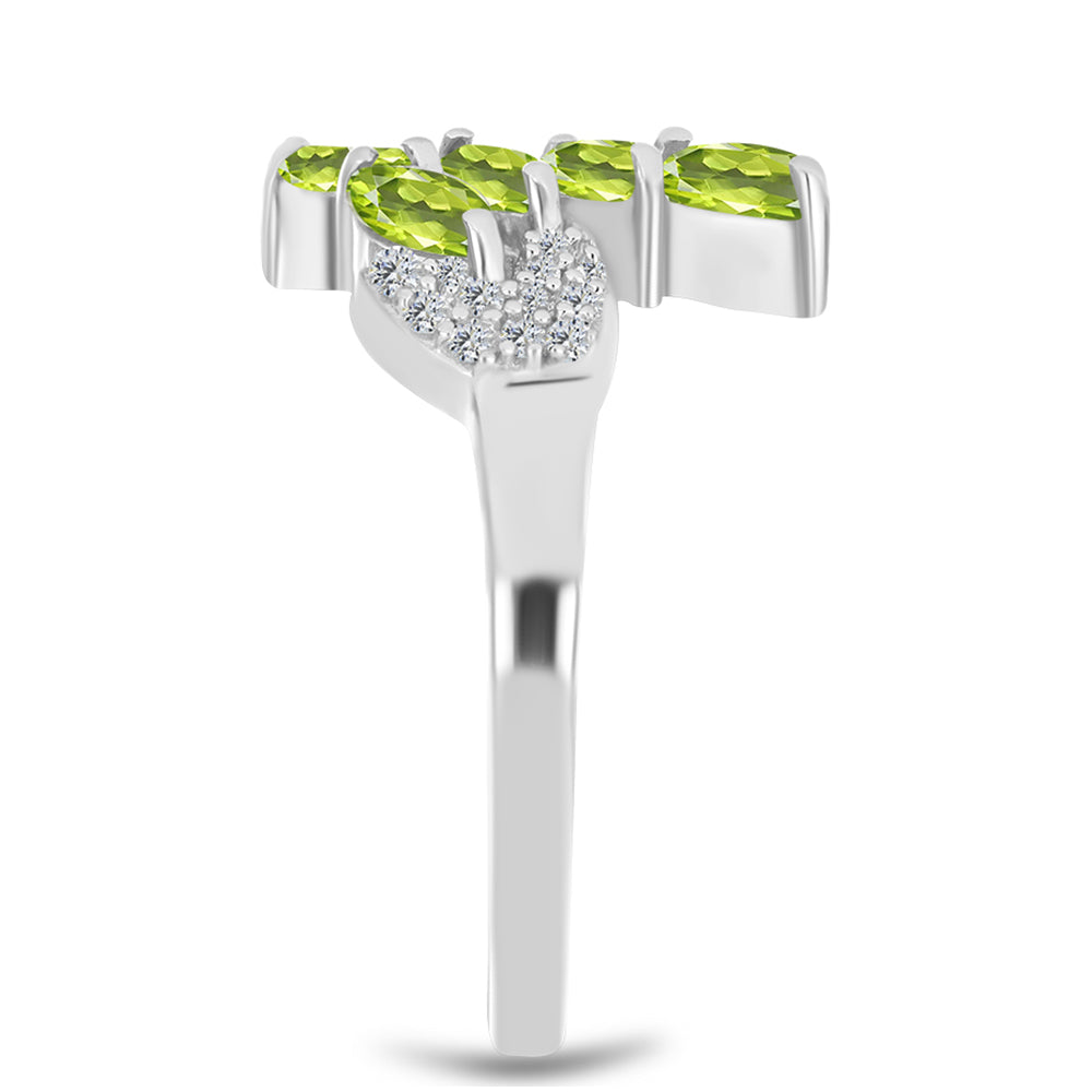 Strieborný Prsteň s Changbaiskym Olivínom a Bielym Topásom 4 