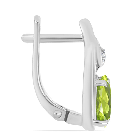 Strieborné Náušnice s Changbaiskym Olivínom a Bielym Topásom