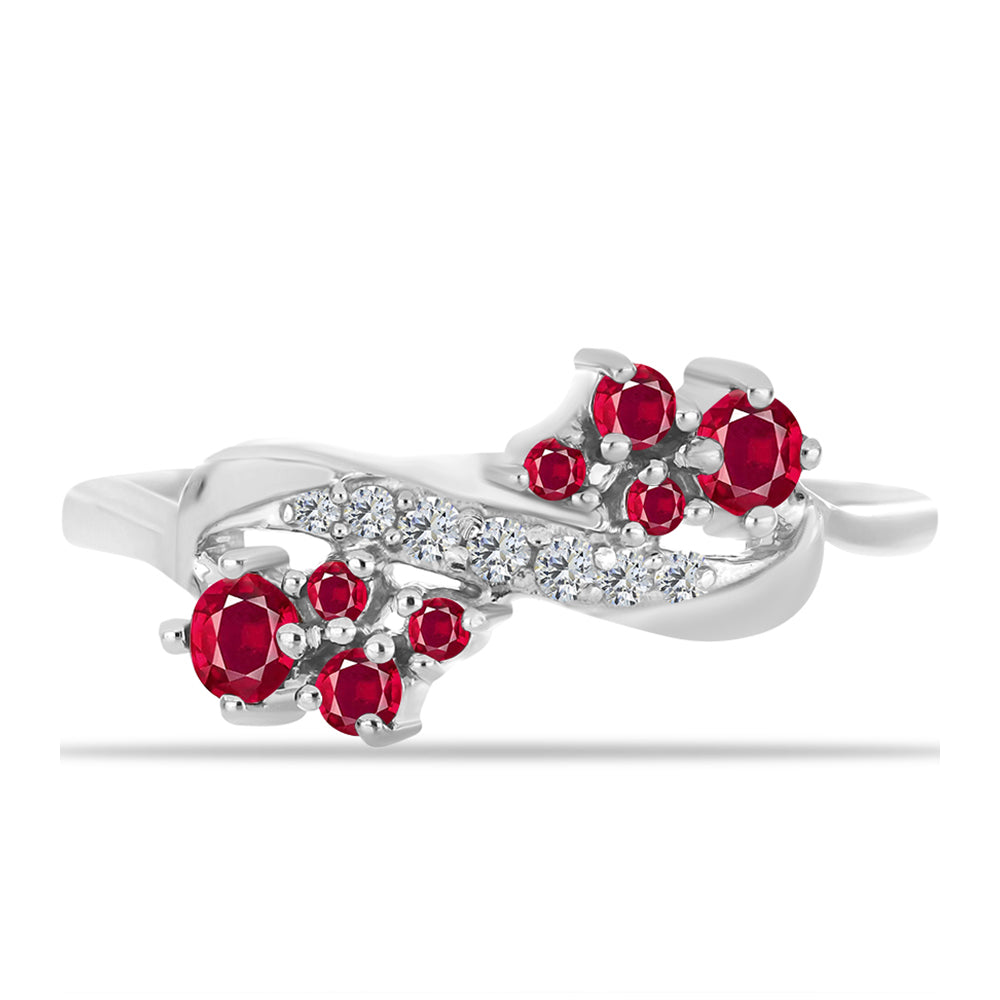 Strieborný Prsteň s Madagaskarským Rubínom a Bielym Topásom