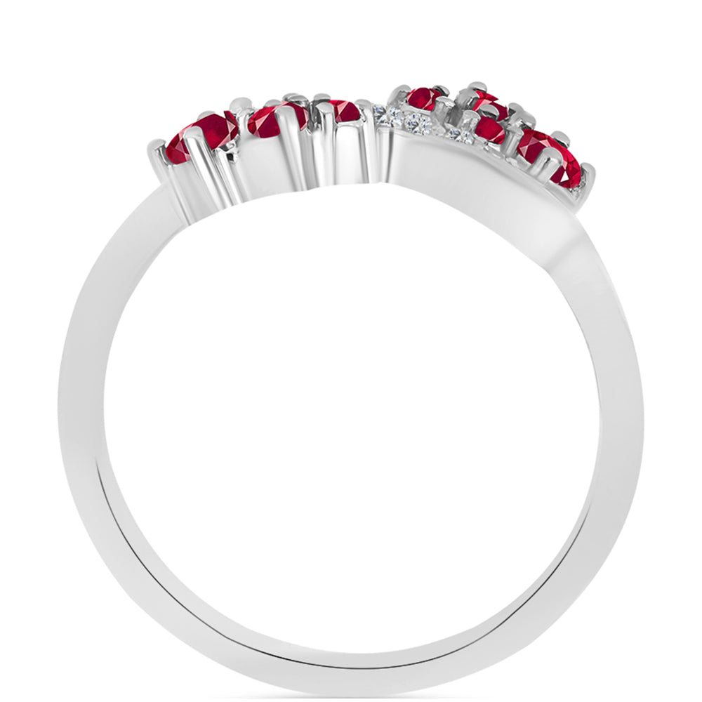 Strieborný Prsteň s Madagaskarským Rubínom a Bielym Topásom 2 