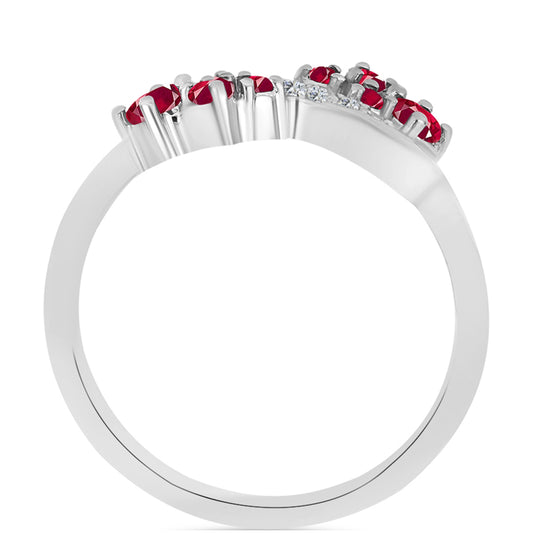 Strieborný Prsteň s Madagaskarským Rubínom a Bielym Topásom