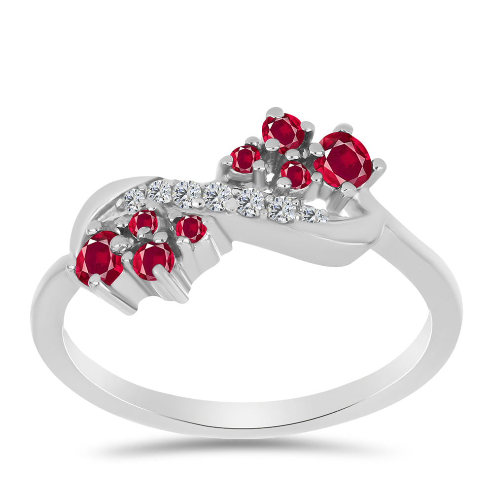 Strieborný Prsteň s Madagaskarským Rubínom a Bielym Topásom 3 