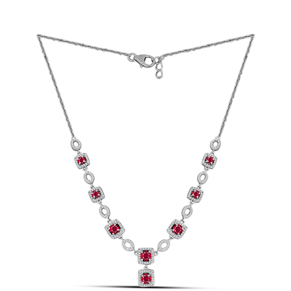 Strieborný Náhrdelník s Madagaskarským Rubínom a Bielym Topásom 1 