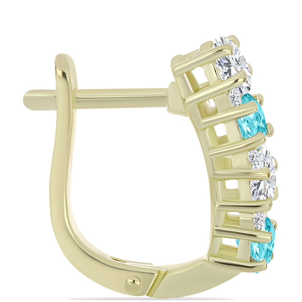 Pozlátené Strieborné Náušnice s Paraiba Kremeňom a Bielym Topásom 2 