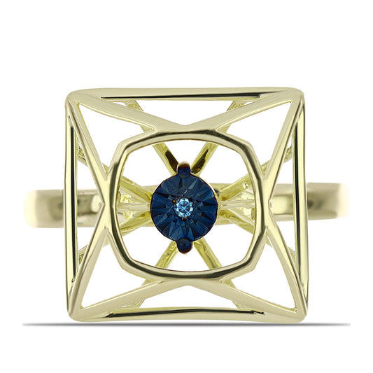 Pozlátený Strieborný Prsteň s Modrým tancujúcim diamantom