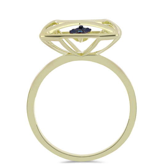 Pozlátený Strieborný Prsteň s Modrým tancujúcim diamantom