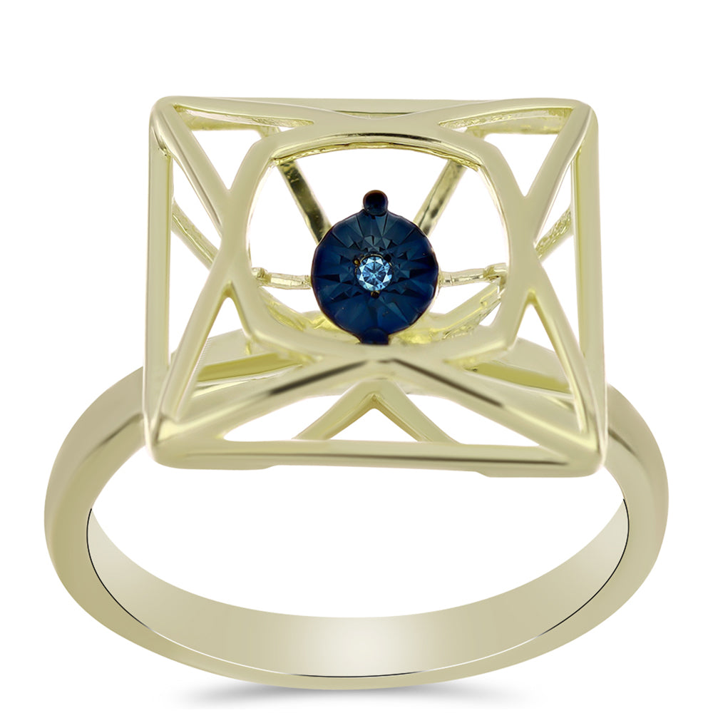 Pozlátený Strieborný Prsteň s Modrým tancujúcim diamantom