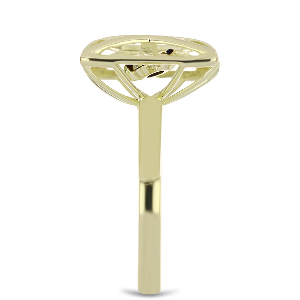 Pozlátený Strieborný Prsteň s Modrým tancujúcim diamantom 4 