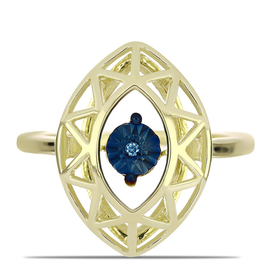 Pozlátený Strieborný Prsteň s Modrým tancujúcim diamantom