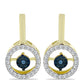 Pozlátené Strieborné Náušnice s Modrým tancujúcim diamantom a Bielym Topásom