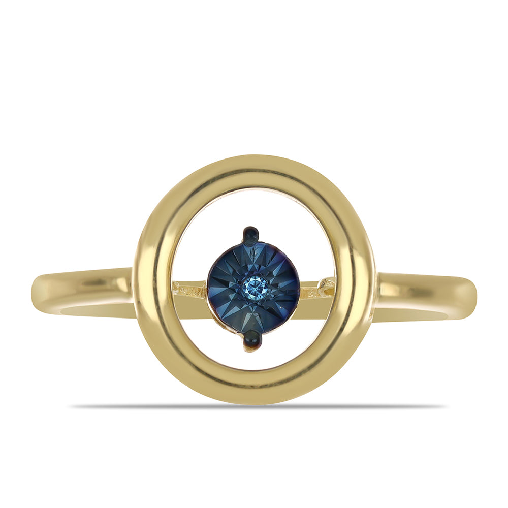 Pozlátený Strieborný Prsteň s Modrým tancujúcim diamantom 1 