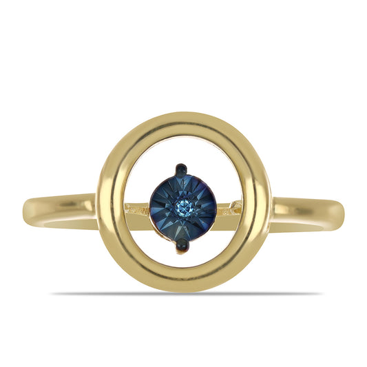 Pozlátený Strieborný Prsteň s Modrým tancujúcim diamantom